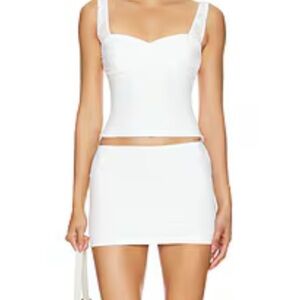 Revolve White Sleeveless Crop Top and Skirt Set